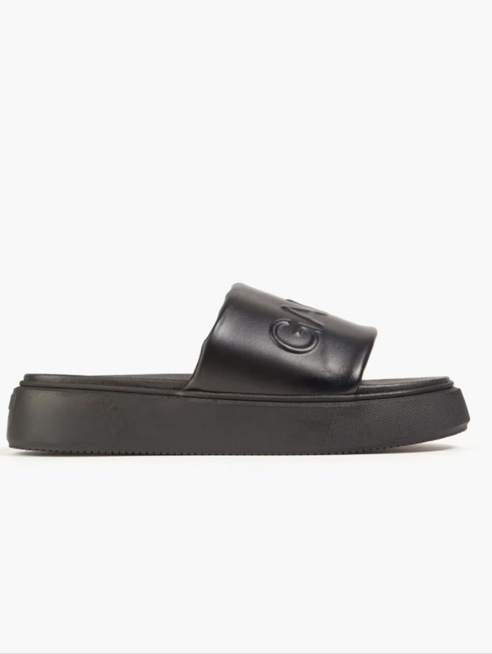 GANNI Black Platform Slide Sandals with Embossed Logo